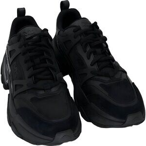 Michael Kors MK Logo Trainer Mixed-Media Black Sneakers Men's 10M